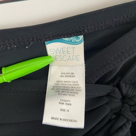 Bikini Tie Wrap Skirt Full Bottoms Black Sz 14 - Picture 5 of 5